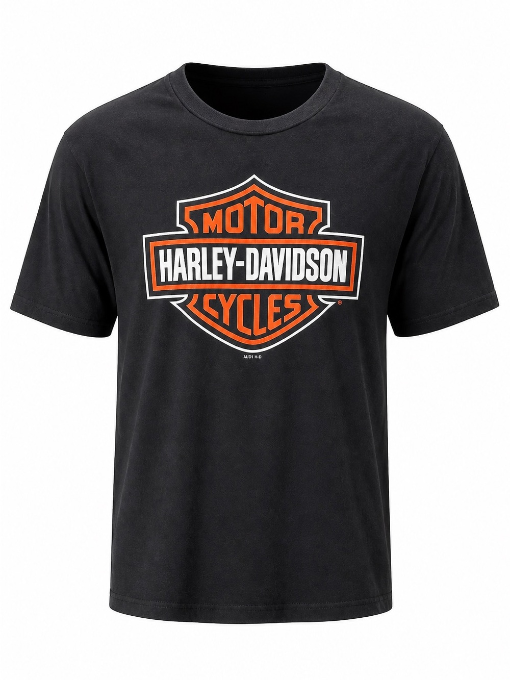 Harley-Davidson Black Short-Sleeve Tee with Orange and White Shield Logo